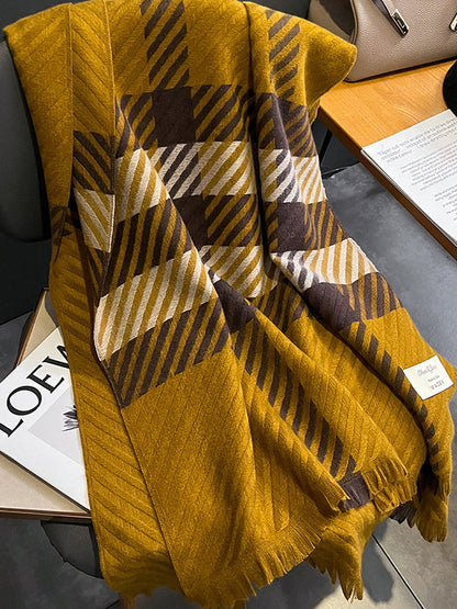 Urban Imitated Cashmere Stripped Warm Shawl&Scarf