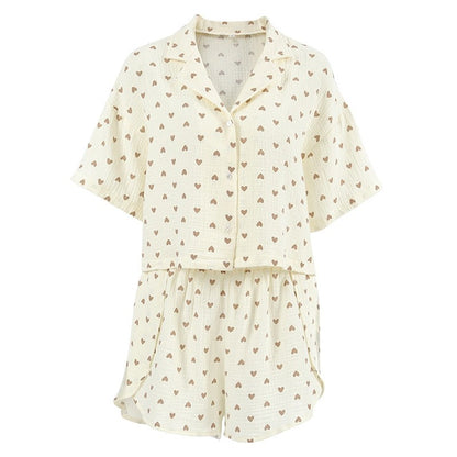 Floral Print Short Sleeve Shorts Pajama Set
