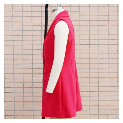 Open Front Sleeveless Longline Vest Suit Jacket