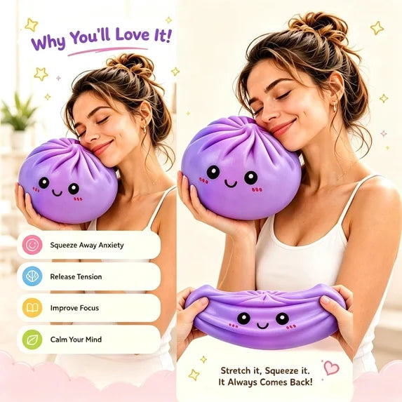 6-Inch Jumbo Mystery Dumpling Squishy – Giant Slow-Rise Foam Stress Ball for Anxiety Relief, Fidget & Decompression | Surprise Color