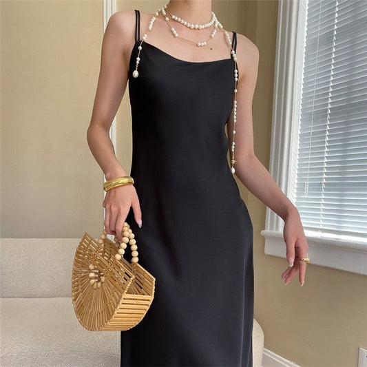 Strappy Satin Slip Dress with a Luxurious Sheen