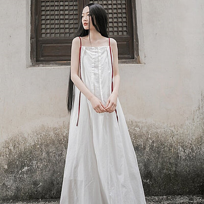 Flowy Solid Color Sling Dress