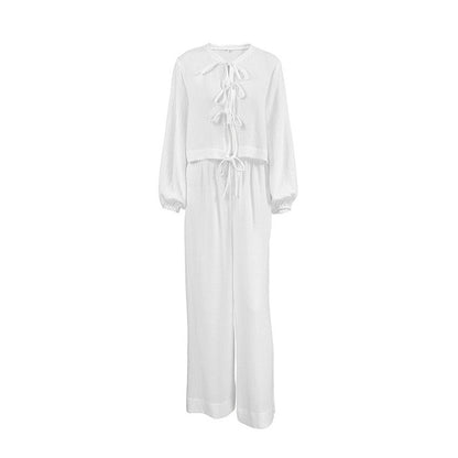 Long Sleeve Long Pants Pajama Set with Matching Belt