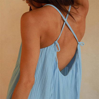 Elegant Backless Nightgown with Loose Fit and Spaghetti Straps