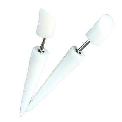 Fake Taper Gothic Earrings White Illusion Plug Lightweight Alternative Gauge Jewelry