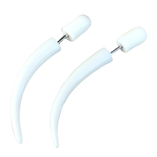 Fake Taper Gothic Earrings White Illusion Plug Lightweight Alternative Gauge Jewelry