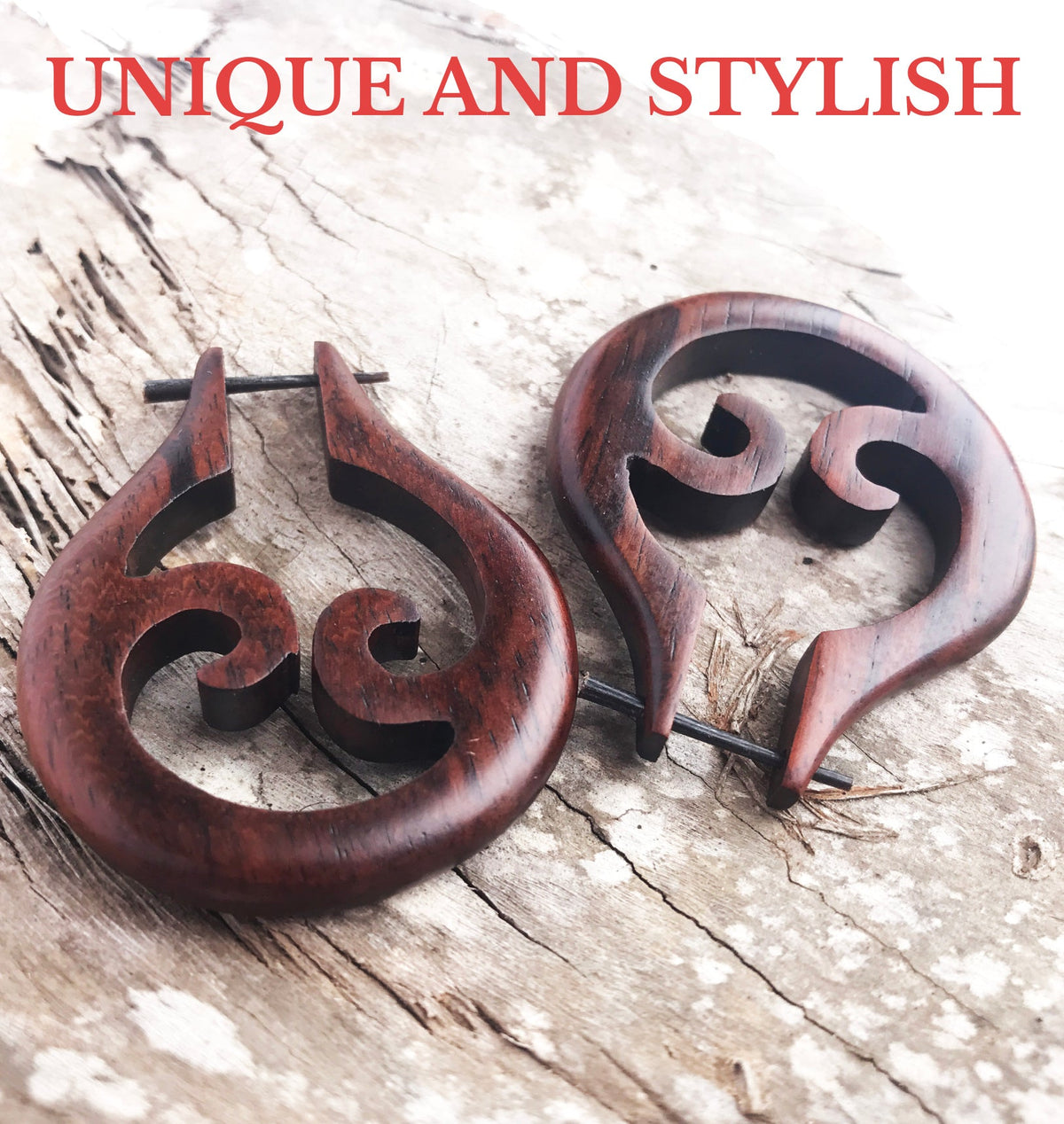 African tribal wood earrings
