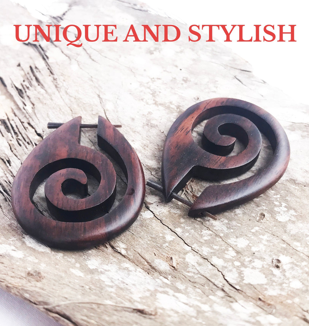 African queen tribal wood earrings