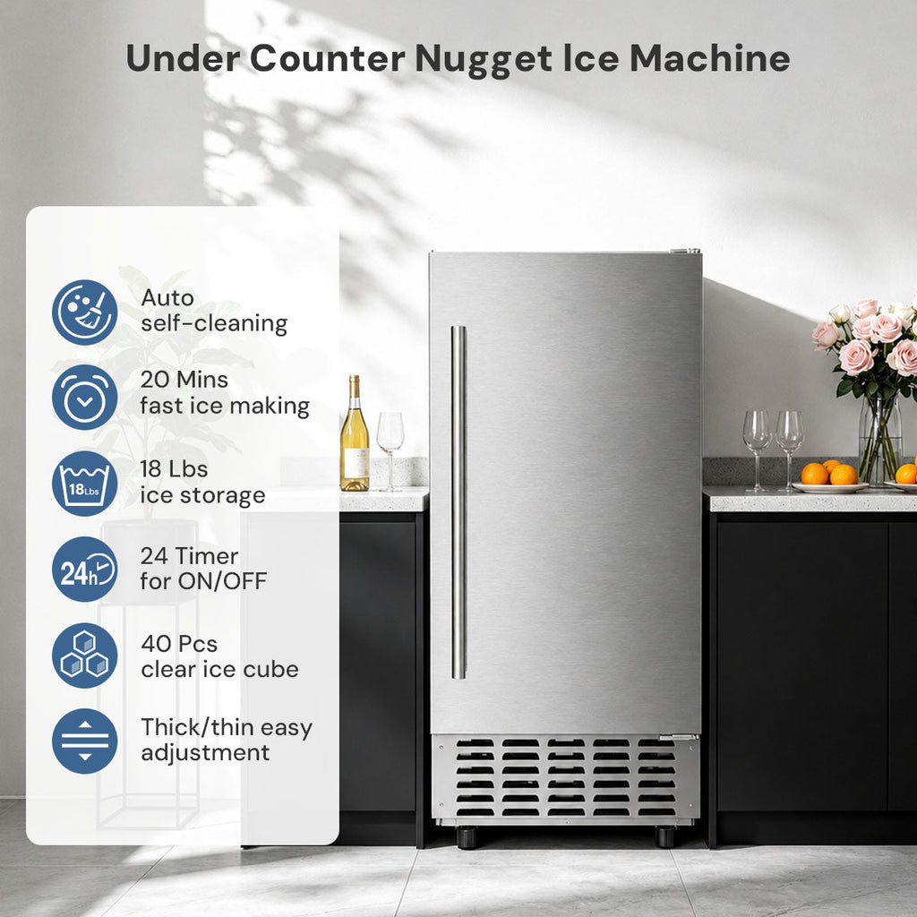Kismile Commercial Under Counter Built-in Nugget Ice Maker Z5830N
