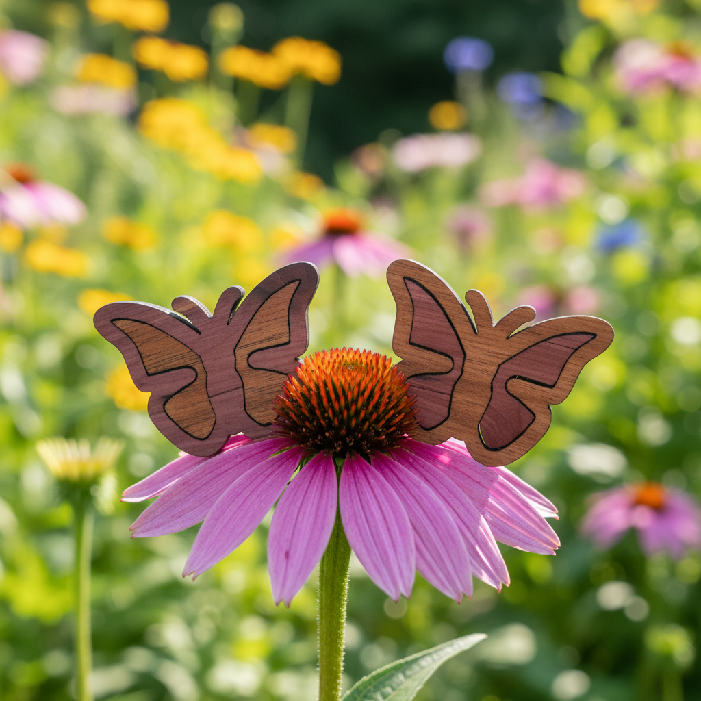 Wood Grain Butterfly Magnets