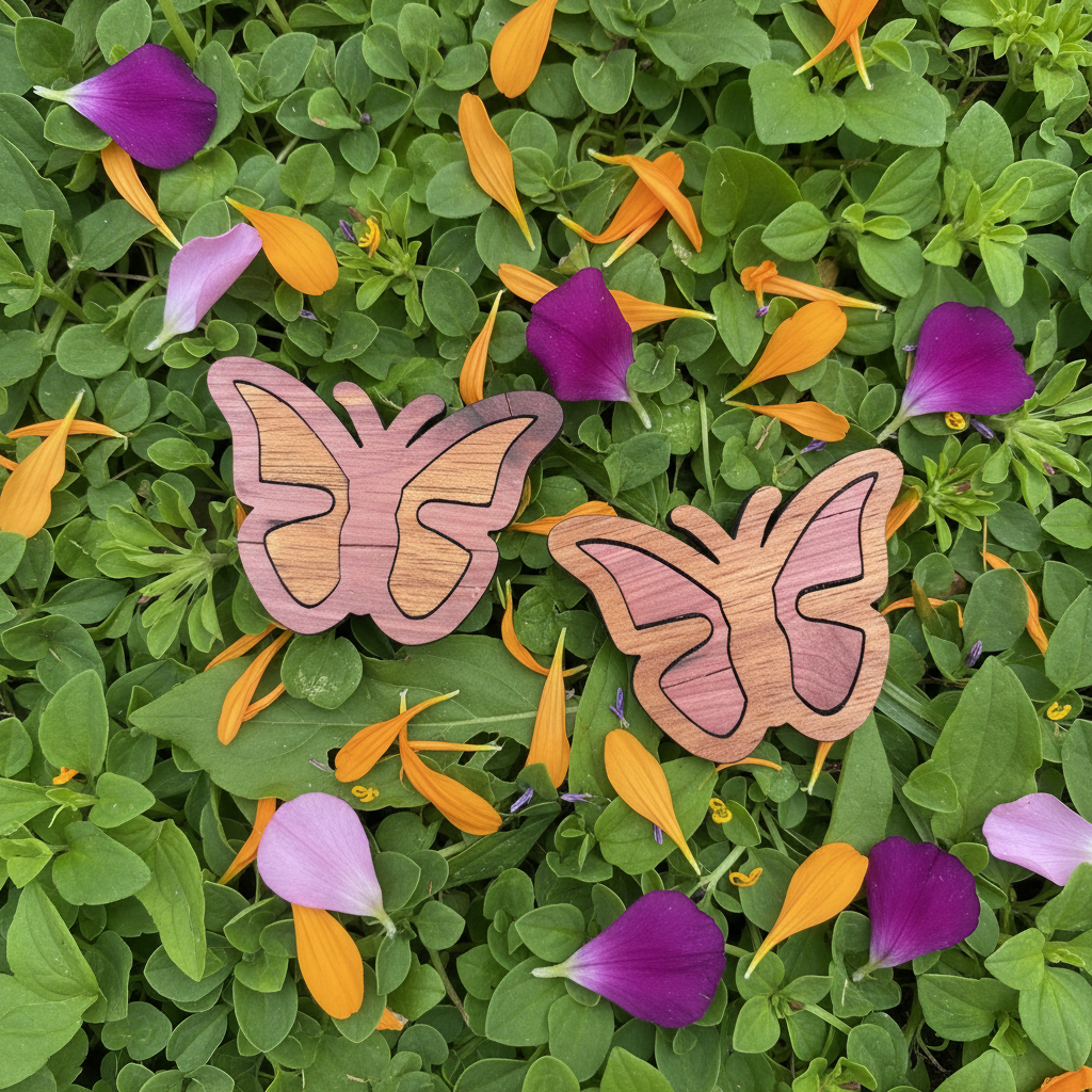 Wood Grain Butterfly Magnets