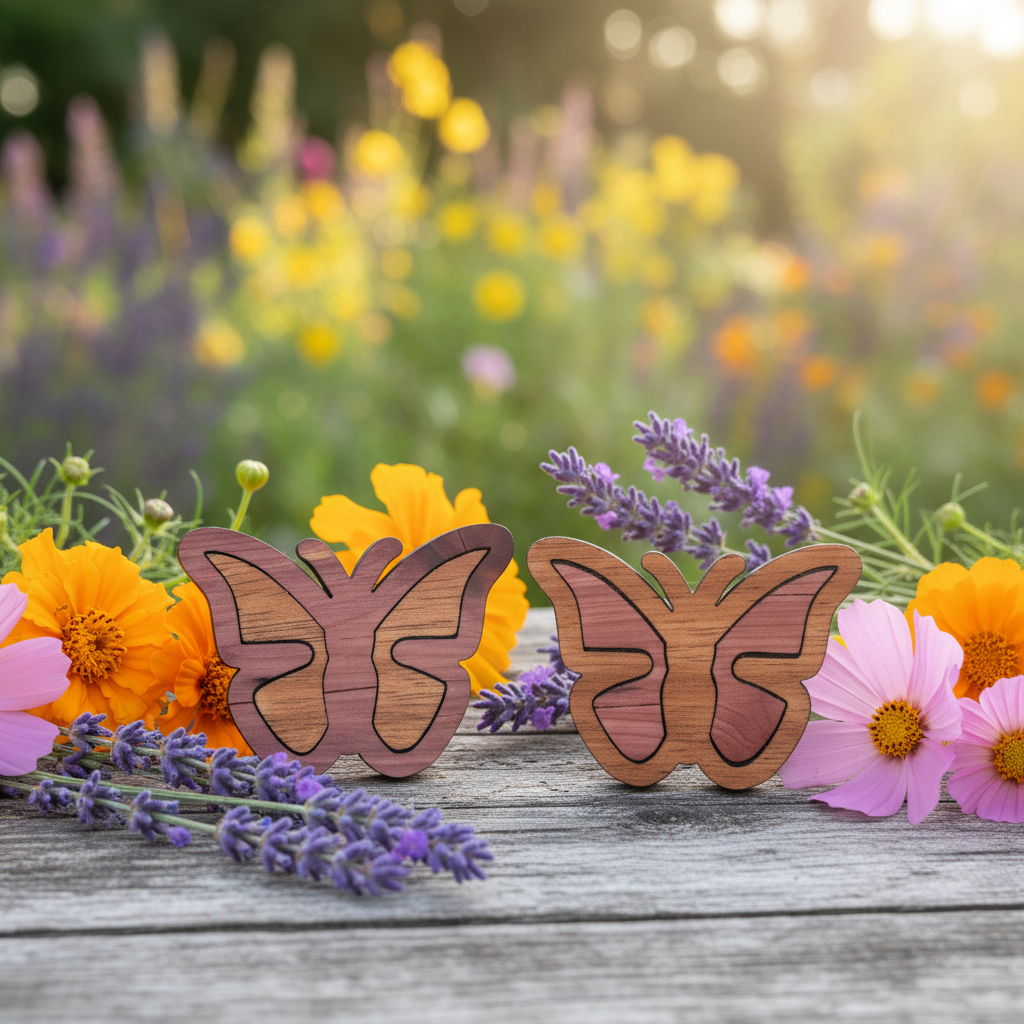Wood Grain Butterfly Magnets