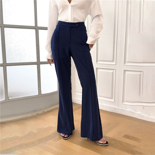 Elegant Solid Color Bell Bottom Trousers