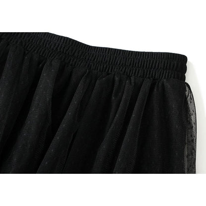 Layered Lace Patchwork A-Line Skirt in Solid Color