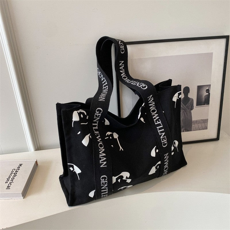 Chic Canvas Tote Bag Featuring Bold Letter Print