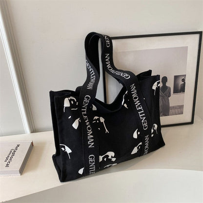 Chic Canvas Tote Bag Featuring Bold Letter Print