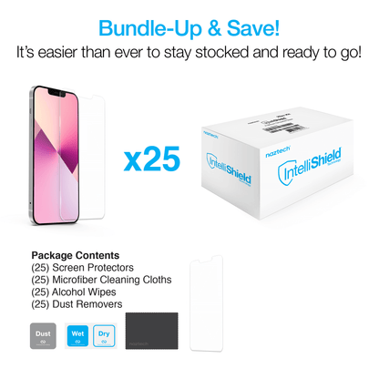 Naztech IntelliShield HD Tempered Glass 25pc Set for the iPhone 13 Mini