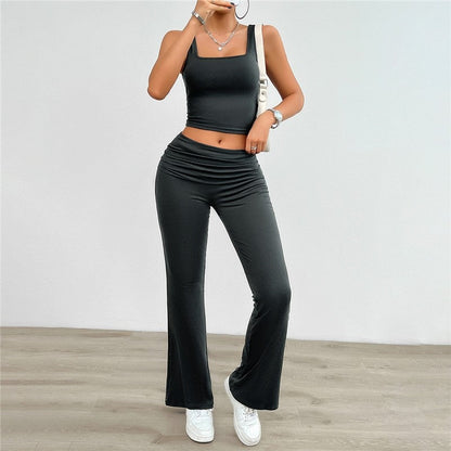 Sleek Sleeveless Crop Top and Leggings Matching Set