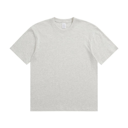Solid Color Unisex Round Neck T-Shirt with Small Neckline