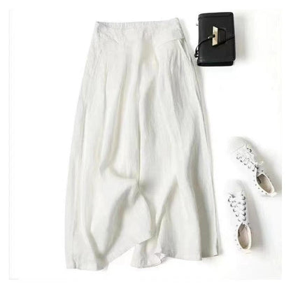 High-Waisted Linen and Cotton Blend Culottes