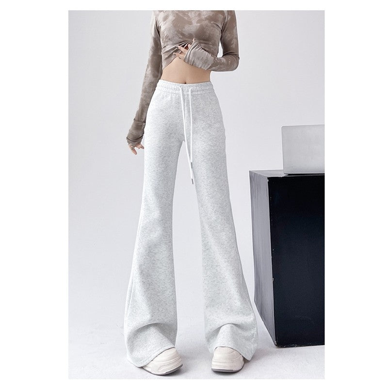 Flared Sports Pants with Elastic Waistband in Solid Color