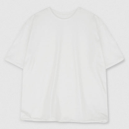 Round-Neck Short-Sleeved Plain T-Shirt With Contrast Hem For Women.