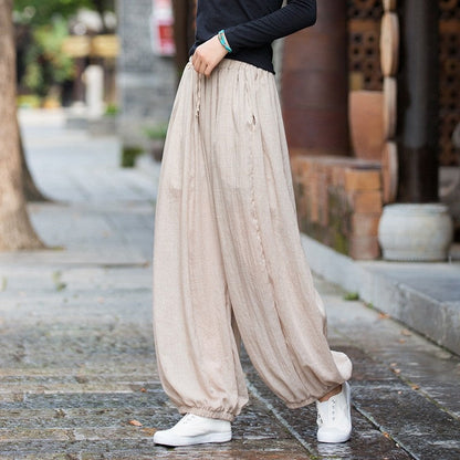 Solid Color High Waist Lantern Pants