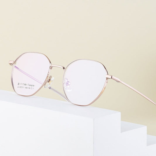Fashion Half Titanium Square Eyeglass Frame Makeup Glasses