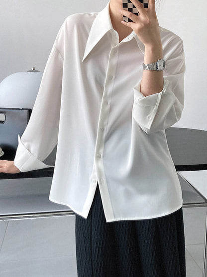 Stylish 3 Colors Solid Color Long Sleeves Blouse