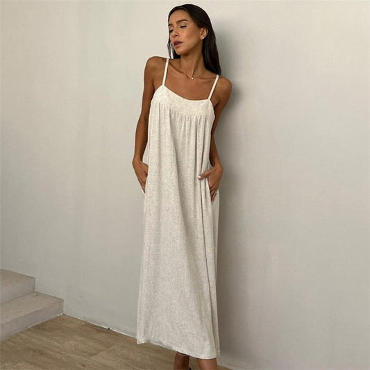 Soft Skin-Friendly Long Camisole Nightgown for Fashionable Comfort