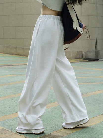 Casual Wide Leg Loose Solid Color Pants
