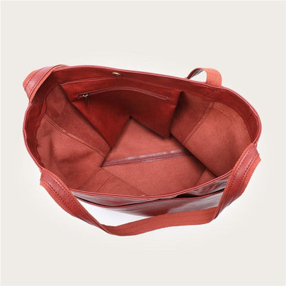 High-Capacity Soft Leather Tote Bag with Multiple Pockets