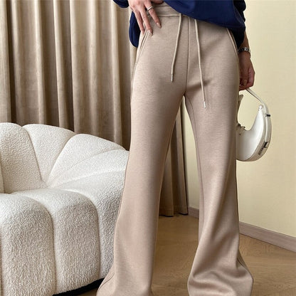High-Waisted Flared Pants with Velvet-Lined Interior
