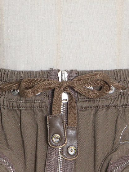 Original Creation High Waisted Loose Split-Joint With Big Pockets Zipper Skirts Bottoms
