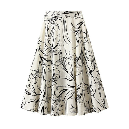 Sure! Here is an optimized title for your clothing product:

"Printed A-Line Skirt with Elastic Waistband