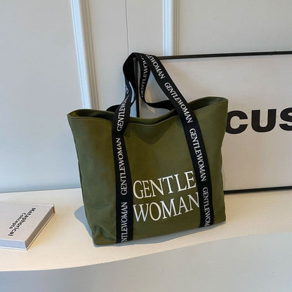 Chic Canvas Tote with Oversized Letter Print