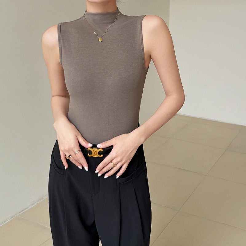 French Round Neck Solid Color Camisole