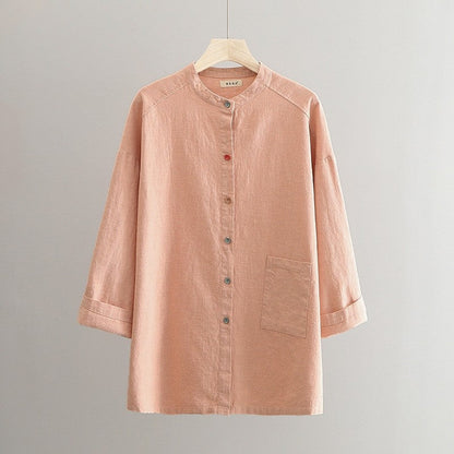 Relaxed Linen Cotton Solid Color Cardigan