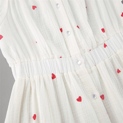 Heart Print One-Shoulder Nightgown with Ruffle Hem