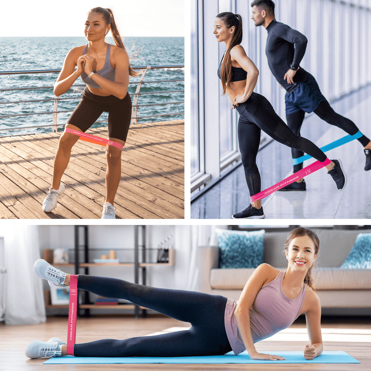 XGear Fitness Loop Resistance Band Set of 5 for Women with Carry Bag