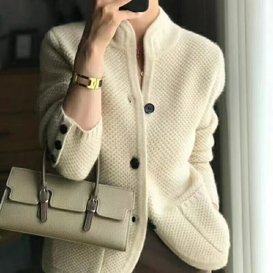 Fashion Solid Color Thickened Cardigan Knitted Coat