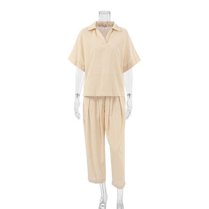 Comfortable Cotton and Linen Women's Fashion Pajama Set