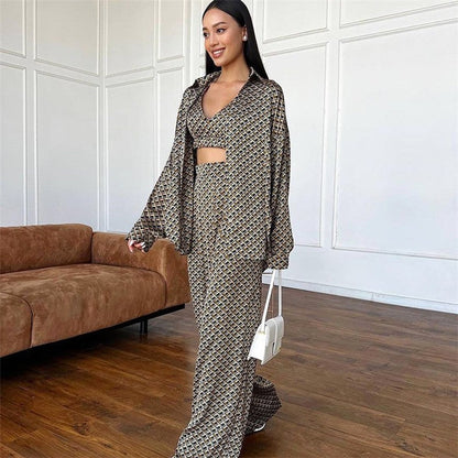 Printed Cami Top and Long Pants Lounge Set