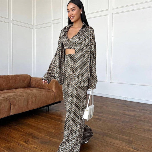 Printed Cami Top and Long Pants Lounge Set