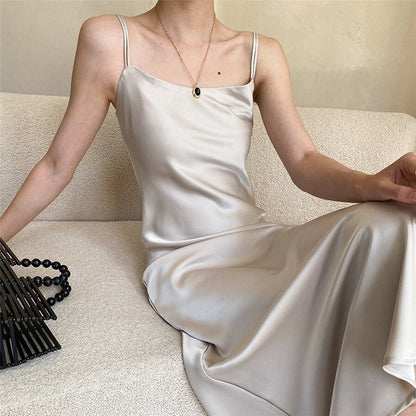 Strappy Satin Slip Dress with a Luxurious Sheen