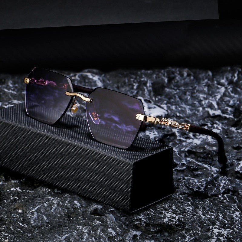 Fashion Retro Frameless UV400 Sun Protection Outdoor Eyewear Sunglasses