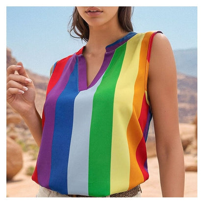 Striped V-Neck Shirt - Versatile, Fashionable, and Colorful