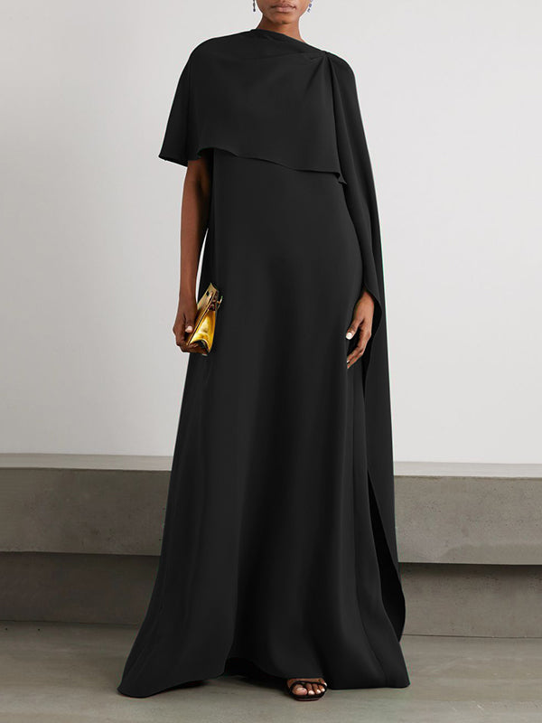 Flowy Solid Color Maxi Dress with an Asymmetric Hem
