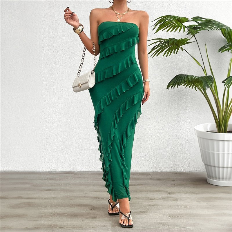Solid Color Bodycon Bandeau Dress - Chic and Stylish Fashion Choice