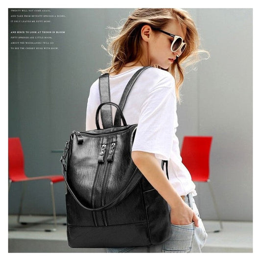Chic PU Leather Women's Backpack with Spacious Interior